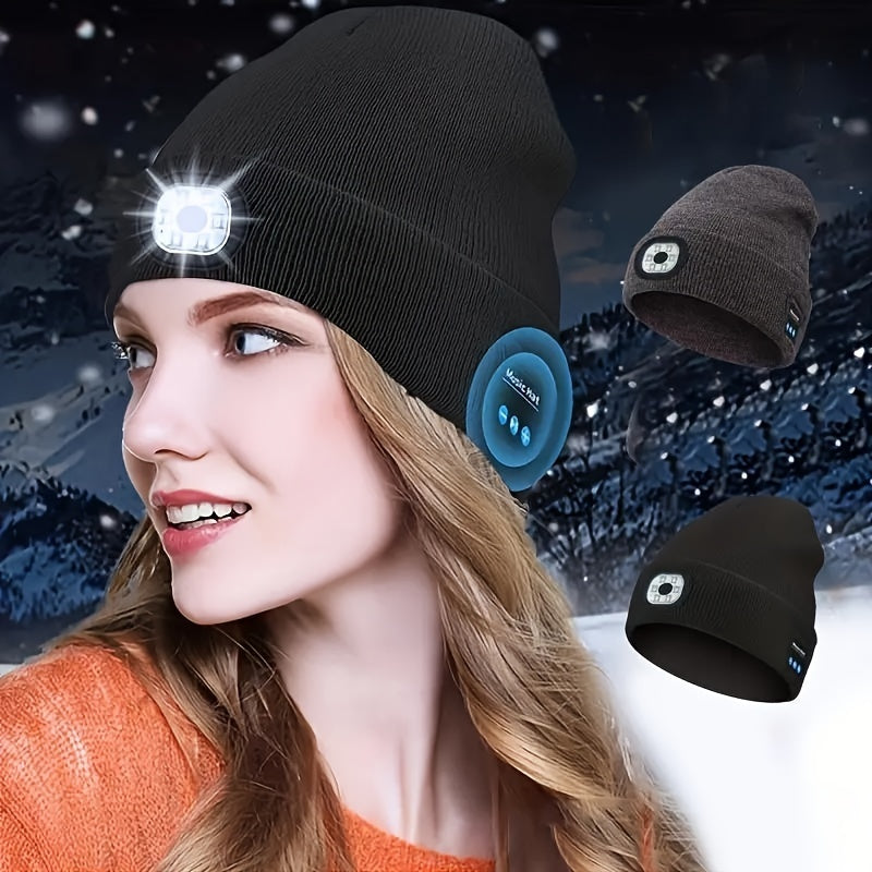 Bonnet Bluetooth avec lumière LED et haut-parleurs amovibles