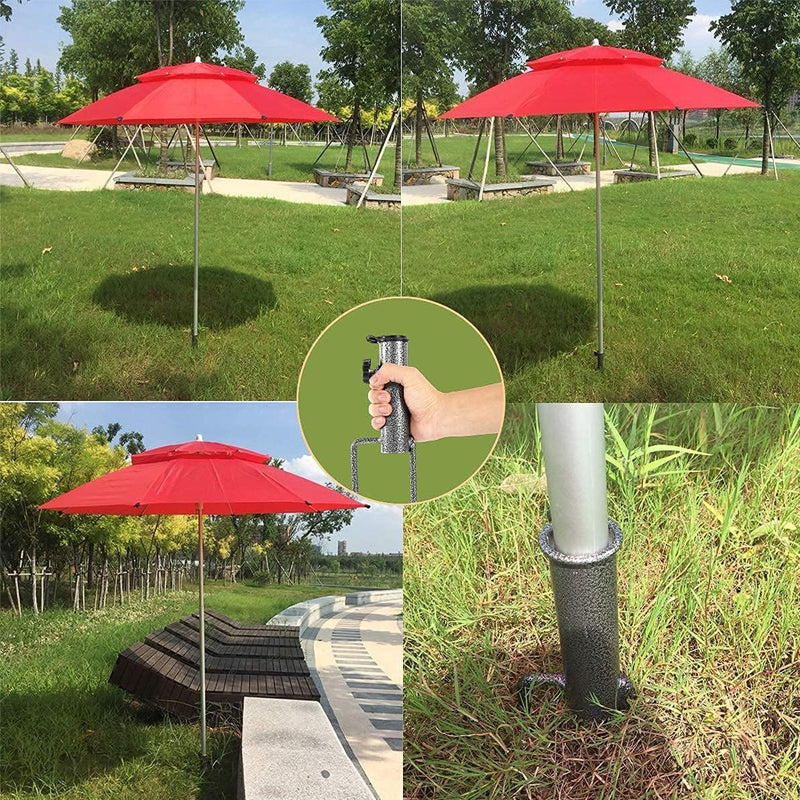 Porte-parapluie à ancrage au sol en spirale réglable et robuste