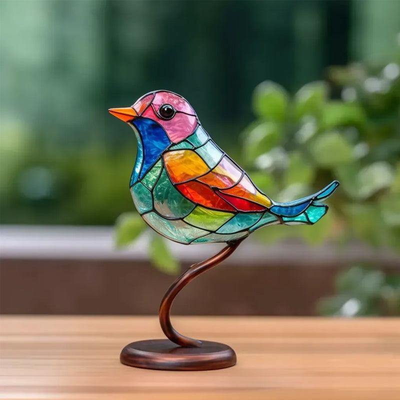 Ornements en Verre Teinté Oiseaux sur Branches