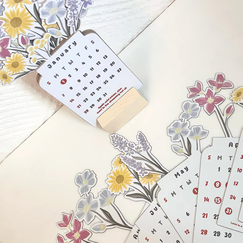 Calendrier de Bureau Bloomy Flowers 2025