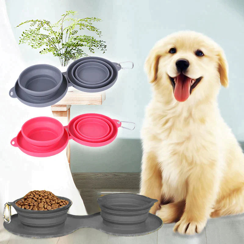 Ensemble de Gamelle Pliable de Voyage en Silicone pour Chien