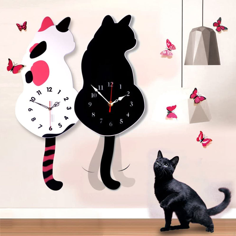 Horloge Murale en Forme de Chat Remuant La Queue