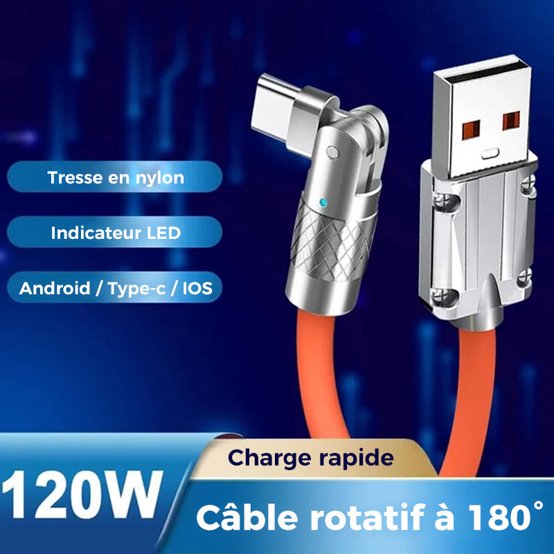 Câble de Charge Rapide Rotatif à 180°