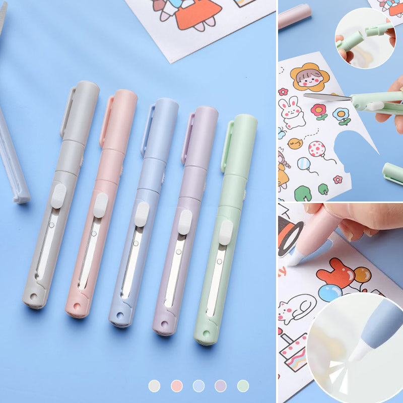 Mini ciseaux à stylo pliant couteau à graver pour enfants