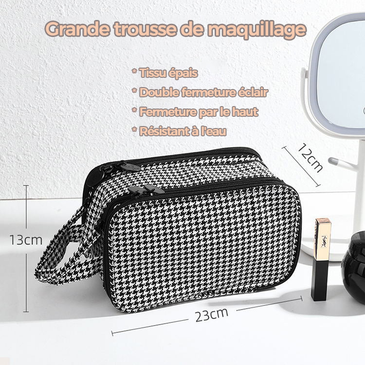 Sac à cosmétiques de grande capacité à trois couches