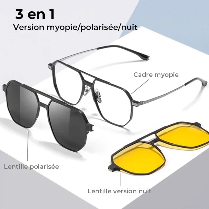 Lunettes de soleil polarisées magnétiques 3 en 1