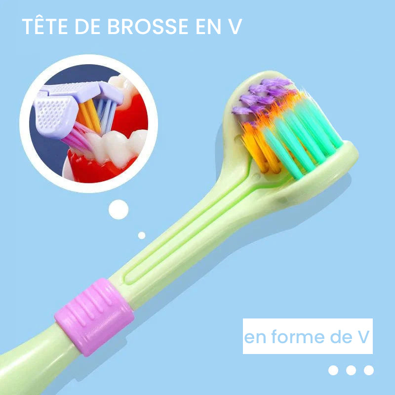 Brosse à dents à trois faces en forme de V