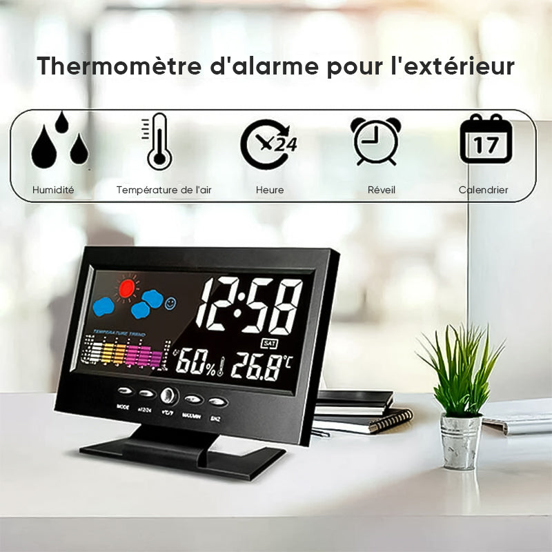 LED Contrôleur de température et d'humidité Horloge d'alarme