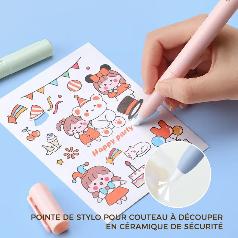 Mini ciseaux à stylo pliant couteau à graver pour enfants