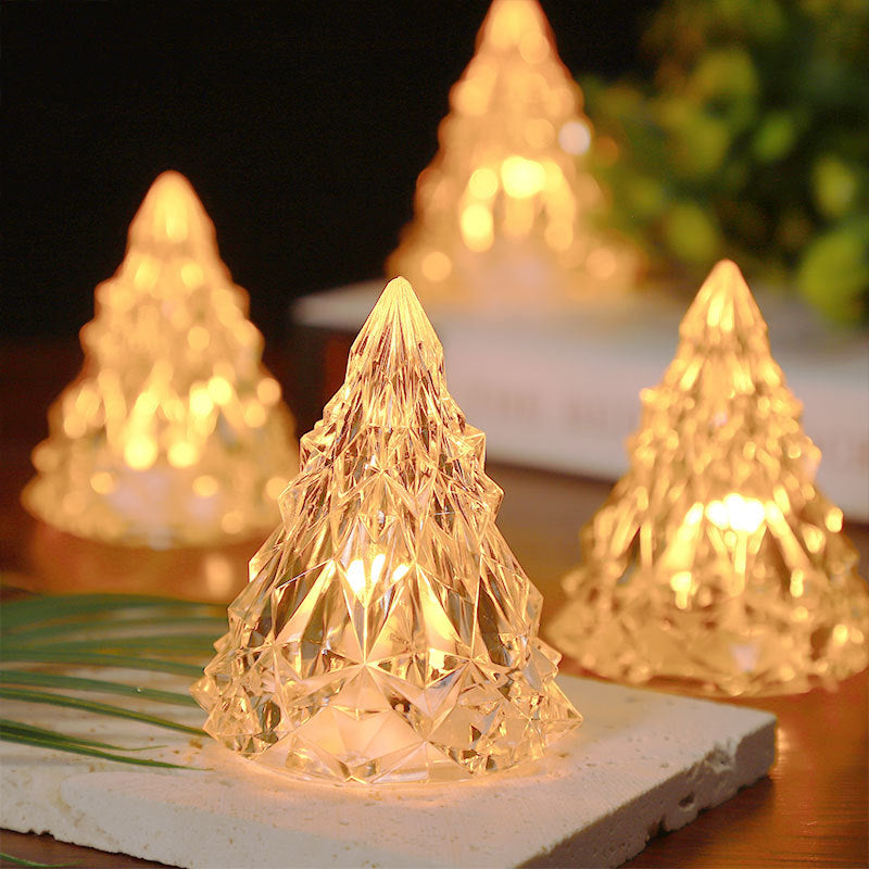 Mini veilleuse de sapin de Noël en cristal à DEL