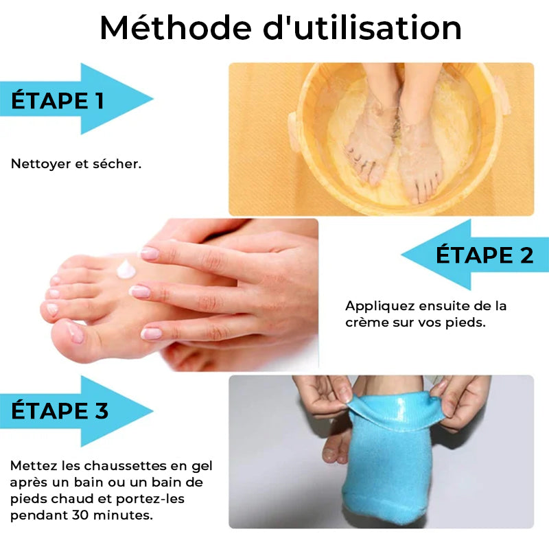 Chaussettes hydratantes avec doublure en gel pour le soin des pieds