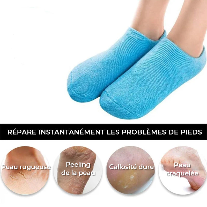 Chaussettes hydratantes avec doublure en gel pour le soin des pieds