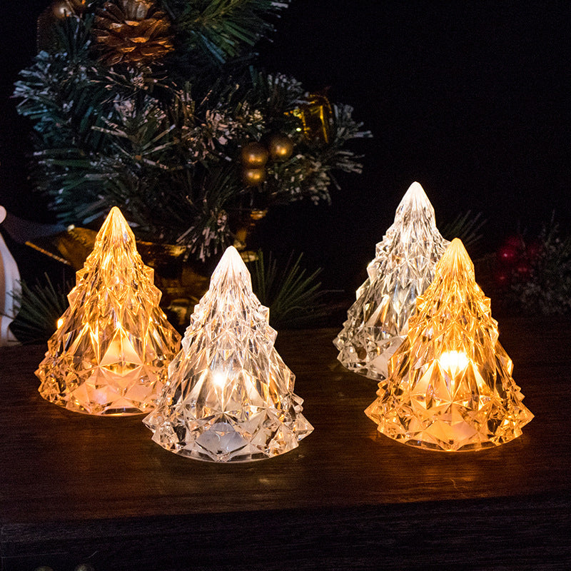 Mini veilleuse de sapin de Noël en cristal à DEL