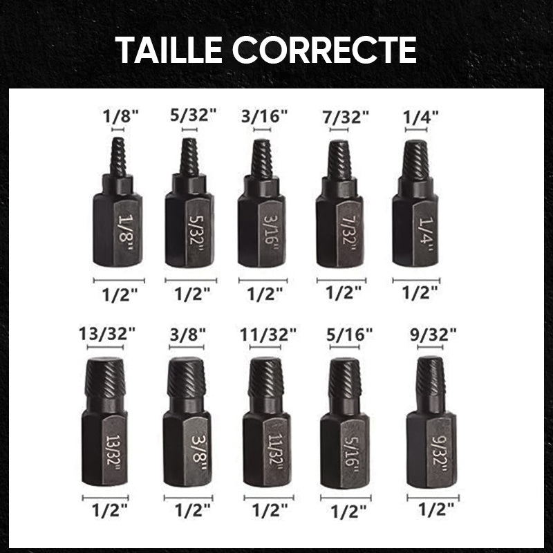 Jeu d'extracteurs de vis et boulons