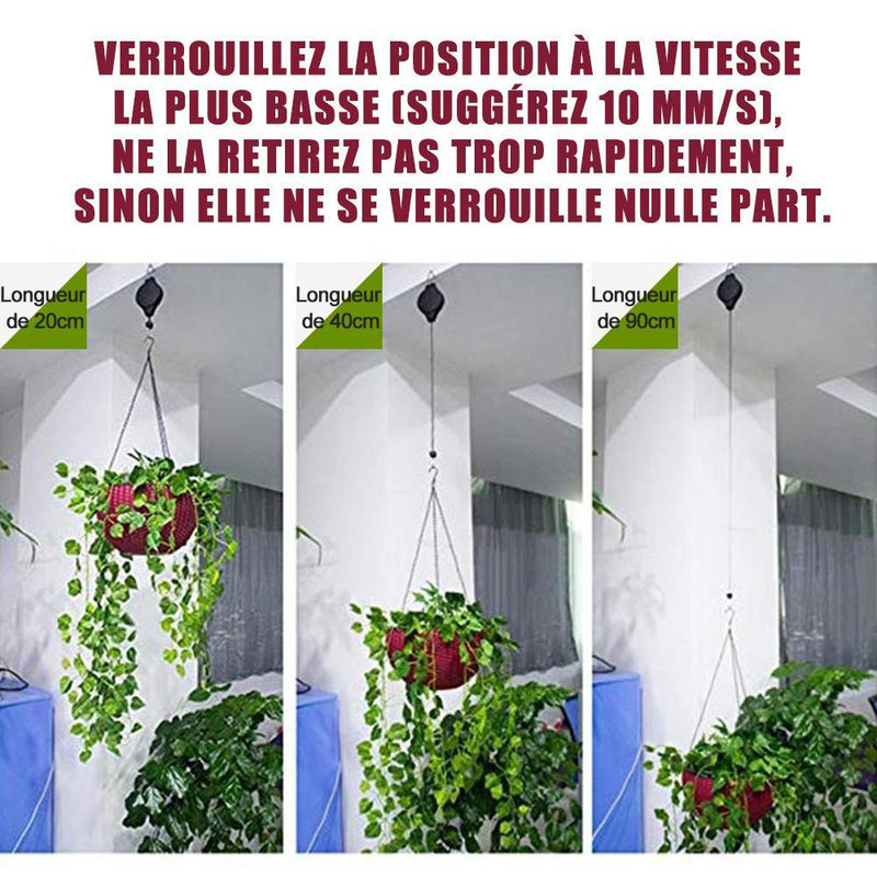 Poulie Rétractable à Suspendre Panier de Plantes/ Cage à Oiseau