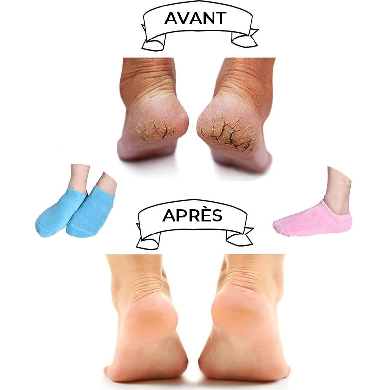 Chaussettes hydratantes avec doublure en gel pour le soin des pieds