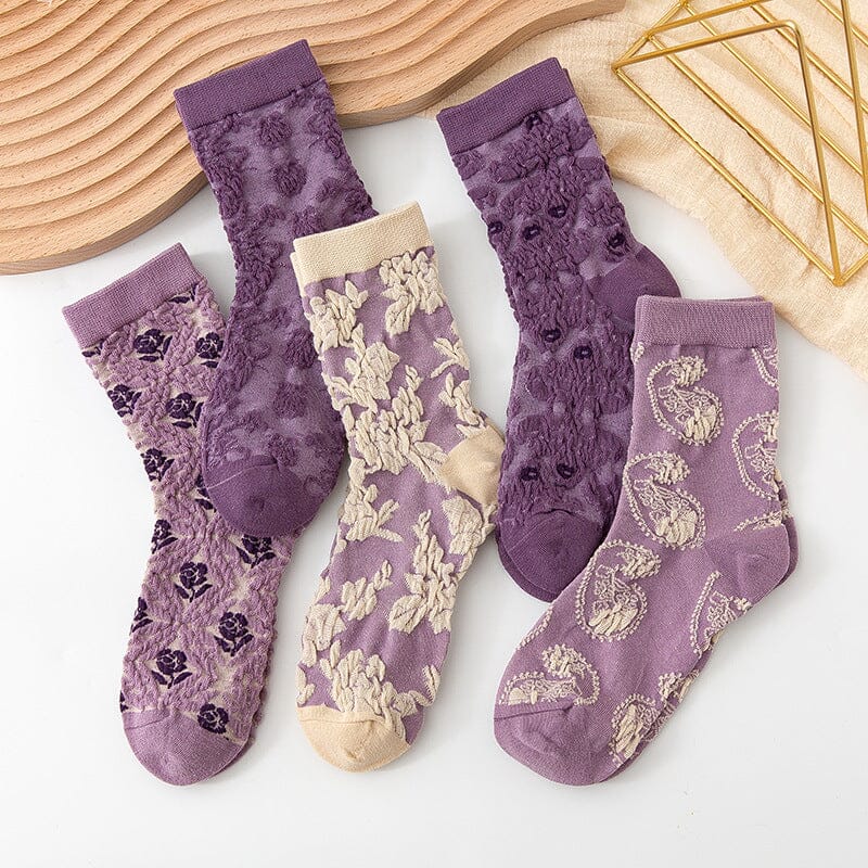 Chaussettes en coton à fleurs pour femmes (10 paires)