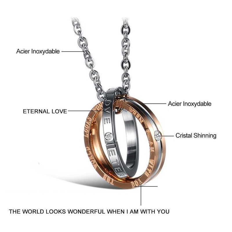 Eternal Love Collier de Couple en Acier Inoxydable - ciaovie